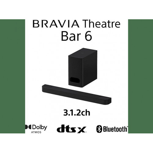 Barra de sonido - Sony BRAVIA Theatre Bar 6 (HTBD60S), 3.1.2 envolventes con subwoofer, Altavoces ascendentes, Dolby Atmos, DTS:X, Voice Zoom 3 con IA