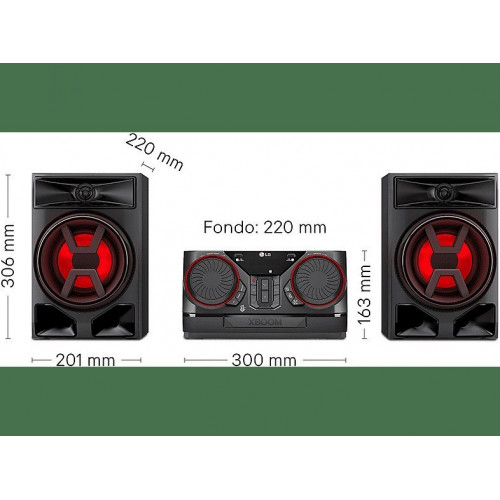 Altavoz gran potencia - LG XBOOM CK43N, 300W, para fiestas, Bluetooth, Negro