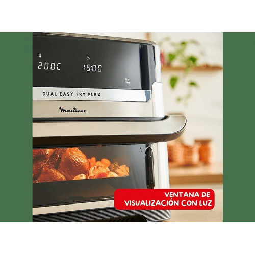 Freidora de aire - Moulinex Dual Easy Fry Flex EZ922D, 2700W, 9L, 7 programas, Separador de cesta, 40°C-200°C, hasta 8 personas, Negro