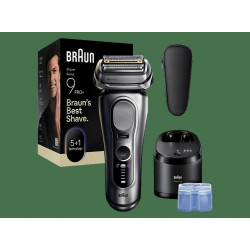 Afeitadora - Braun Afeitadora eléctrica Series 9 PRO+ 9667CC, Pro SensoAdapt, Centro de limpieza SmartCare, 60 min autonomía, Plata