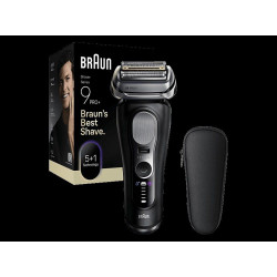 Afeitadora - Braun Afeitadora eléctrica Series 9 PRO+ 9600s, Pro SensoAdapt, 60 minutos autonomía, Afeitado en seco y en mojado, Negro