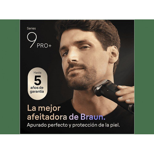 Afeitadora - Braun Afeitadora eléctrica Series 9 PRO+ 9600s, Pro SensoAdapt, 60 minutos autonomía, Afeitado en seco y en mojado, Negro