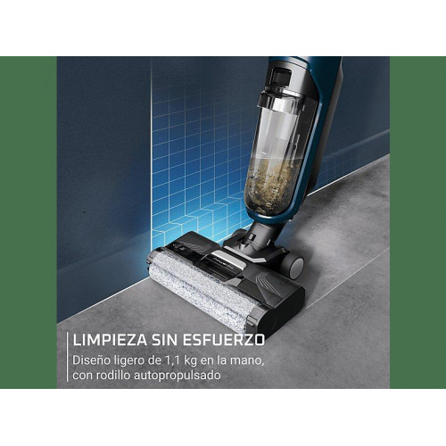 Fregona eléctrica - Rowenta X-Clean 2 GZ2251, Wet & dry, 35 min autonomía, Modos ECO/MAX, Ligera, 2 en 1, Aspira y friega, Autolimpieza, 120 W, Negro
