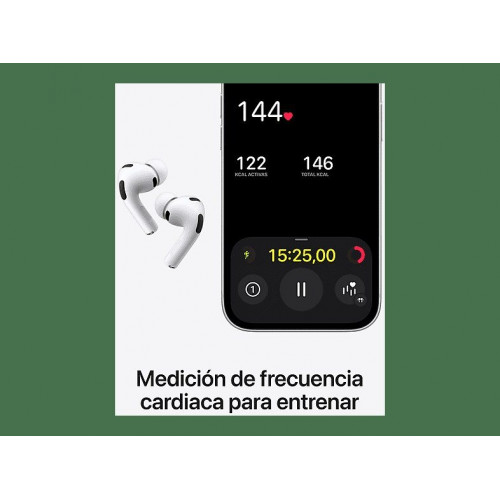 Apple AirPods Pro 3 (2025 3ª gen), Inalámbricos, Cancelación de ruido, Medición frecuencia cardíaca, Live Translation, Chip H2, USB-C, Blanco
