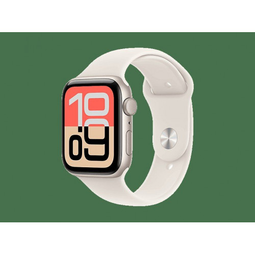 Apple Watch SE 3 (2025), GPS, 40 mm, Caja de aluminio Blanco estrella, Correa deportiva Blanco estrella, M/L, Calidad del sueño, Medición temperatura