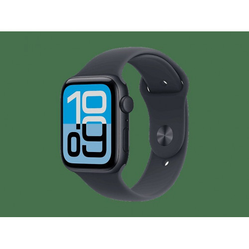 Apple Watch SE 3 (2025), GPS, 44 mm, Caja de aluminio Medianoche, Correa deportiva Medianoche, M/L, Calidad del sueño, Medición temperatura