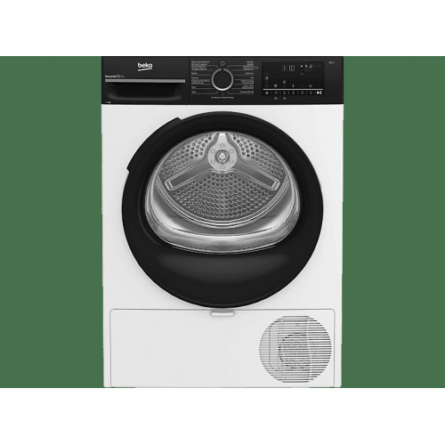 Secadora bomba de calor - Beko BM3T48249W, 8 kg, 15 Programas, Motor ProSmart Inverter, Pantalla digital, AquaWave, Blanco