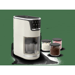 Heladera - Moulinex Dolci, 9 Programas de postres helados, 3 tarrinas de tritán, 1,4 L, 600W, Resultados cremosos, Autolimpieza, Blanco