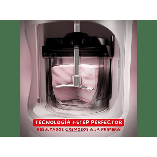 Heladera - Moulinex Dolci, 9 Programas de postres helados, 3 tarrinas de tritán, 1,4 L, 600W, Resultados cremosos, Autolimpieza, Blanco