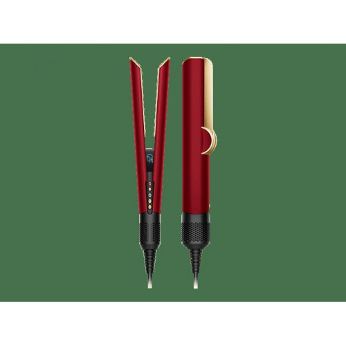 Plancha de pelo - Dyson Airstrait™, Alisado Mojado a Seco, 1600W, 3 Niveles temperatura, 3 Niveles potencia, Red Velvet/Gold