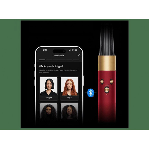 Moldeador - Dyson Airwrap i.d.™, Bluetooth®, Tecnología iónica, 3 Velocidades, Red Velvet/Gold
