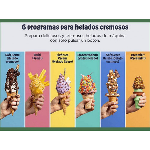 Heladera - Ninja CREAMi Scoop & Swirl NC701EU, 13 programas, 2 tarrinas 480 ml, 800 W, Gris Platino