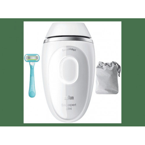 Depiladora IPL - Braun Luz pulsada Silk·expert Mini, PL1114, Depilación en casa, Sensor SkinProtect, Cabezal estándar