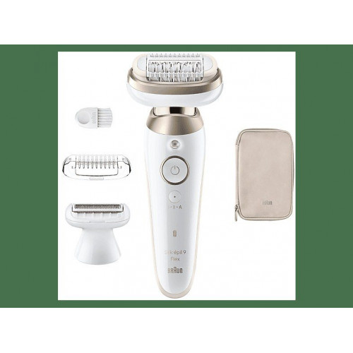 Depiladora - Braun Silk·épil 9 Flex 9-030 3D, En seco y en mojado, Cabezal flexible en 3D, Piel suave duradera, 2 accesorios adicionales, Oro