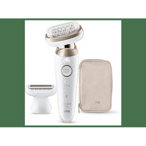 Depiladora - Braun Silk·épil 9 Flex 9-030 3D, En seco y en mojado, Cabezal flexible en 3D, Piel suave duradera, 2 accesorios adicionales, Oro