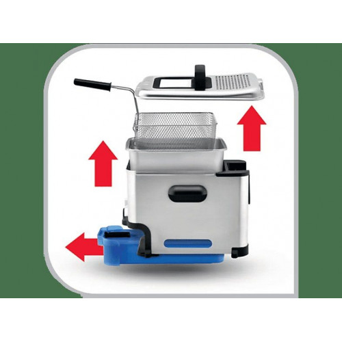 Freidora - Tefal FR8040, 2300 W, 3.5 l de aceite, 1.2 Kg de comida, Filtrado automático, Temporizador digital,  Negro, Acero inoxidable