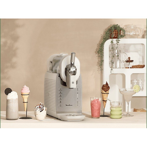 Heladera - Moulinex Freezi MJ803, Heladera 16 en 1, Helados y bebidas heladas al momento, 5 Programas automáticos, Silenciosa, 8 Raciones, Blanca