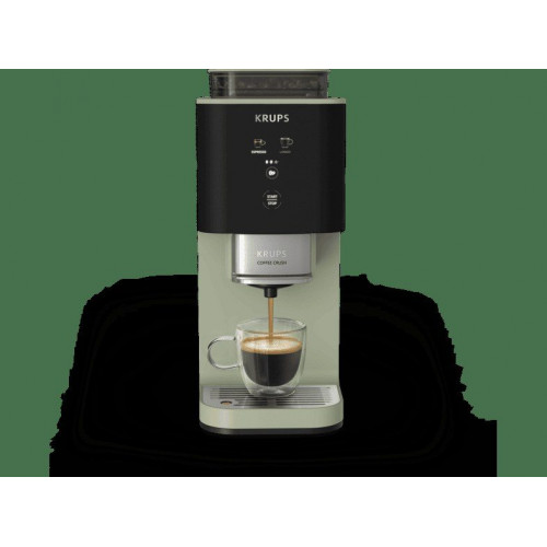 Cafetera superautomática - Krups Coffee Crush, Café en grano y molido, 15 bares, 2 recetas de café, Táctil, Compacta, 3 niveles de molienda, Verde