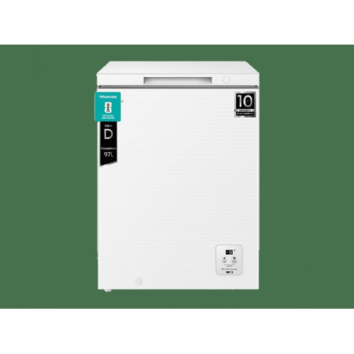Congelador horizontal - Hisense FT100N1AWDL, 97 l, 85.8 cm, Congelador Convertible, Goma Antibacerias, Blanco