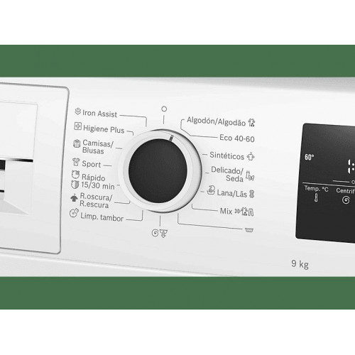 Lavadora carga frontal - Bosch WAN24290EP, 9 kg, 1200 rpm, 14 programas, Speed Perfect, Motor SilentPowerDrive, Higiene Plus,  Blanco