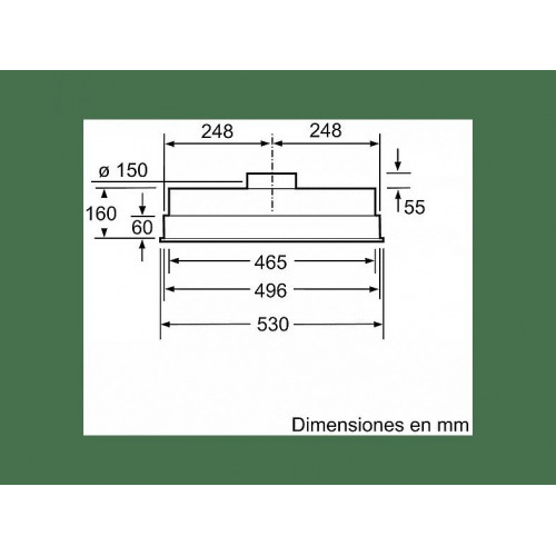 Campana grupo filtrante - Bosch DHL555BM, 4 potencias, 460 m³/h, 53 cm, Plateado