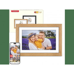 Marco de fotos digital de madera - PF-WOOD 10 WiFi Pro MANIKE, Madera de roble