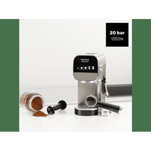 Cafetera espresso - TAURUS Euforia Digital, 20 bar, 1350 W, INOX/Negro