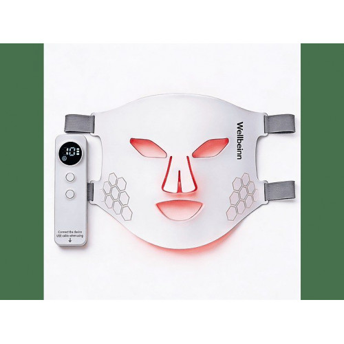 Máscara LED facial - WELLBEINN Redinn Mask | Máscara De Luz Roja, Sin afeitadora incluida, Niveles de funcionamiento: 4 modos de luz, Negro