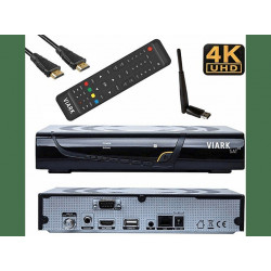 Receptor satélite - VIARK SAT 4K, 1 x HDMI, 2 x USB, Negro