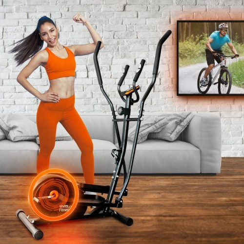 Bonplus Bicicleta Elíptica con 8 Niveles de Resistencias, Pulsómetro y Panel de Control LCD