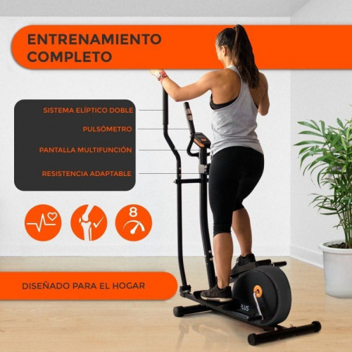 Bonplus Bicicleta Elíptica con 8 Niveles de Resistencias, Pulsómetro y Panel de Control LCD