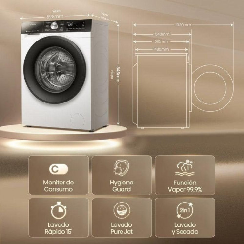Hisense WD3S8043BW3 Lavasecadora Carga Frontal 8/5 Kg 1400 RPM Blanca