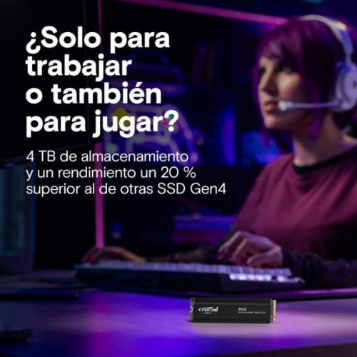 SSD Crucial P310 2TB M.2 PCIe Gen4 NVMe 7100MB/s Disipador Térmico Licencia Oficial PS5