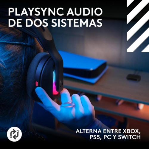 Auriculares Logitech G Astro A20 X inalámbricos y alámbricos para gaming con PLAYSYNC, Bluetooth y RGB negros