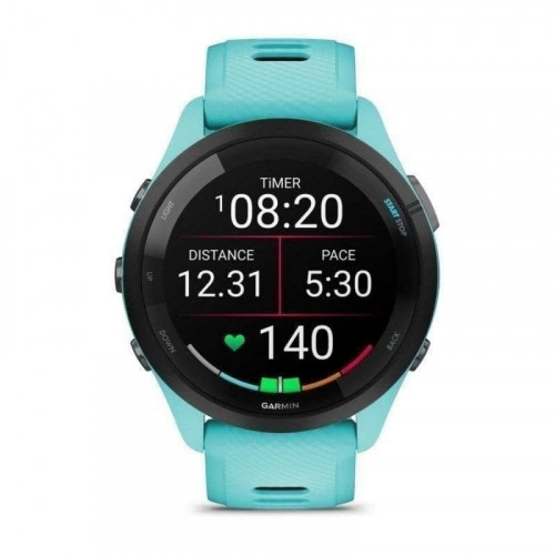 Garmin Forerunner 265 46mm Bisel negro con carcasa en turquesa y correa de silicona turquesa/negro