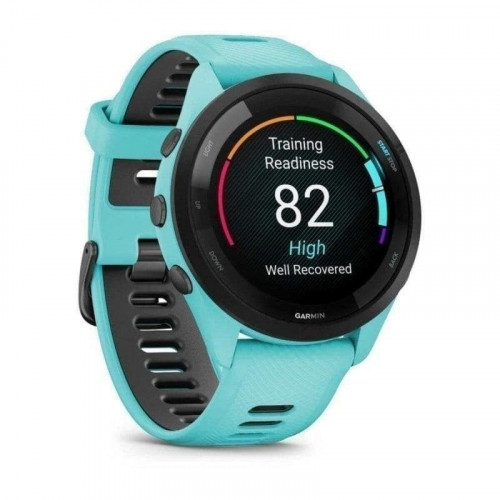 Garmin Forerunner 265 46mm Bisel negro con carcasa en turquesa y correa de silicona turquesa/negro