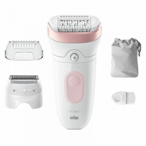 Depiladora Braun Silk-épil 7 7-030 40 pinzas MicroGrip Rosa Blanco Batería