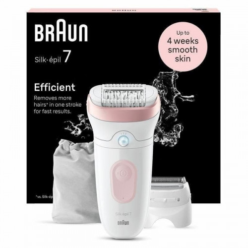 Depiladora Braun Silk-épil 7 7-030 40 pinzas MicroGrip Rosa Blanco Batería
