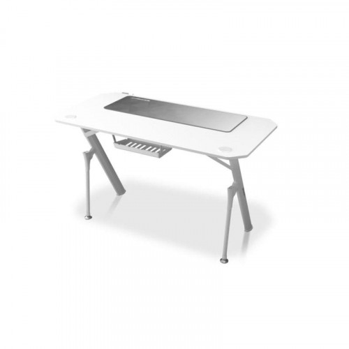 Mesa Gaming Drift 120cm Tablero de fibra Blanco con alfombrilla y soporte
