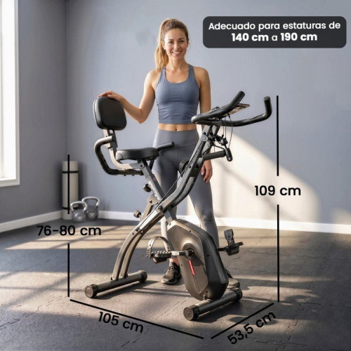 Sportnow Bicicleta Estática Plegable Con 8 Niveles Resistencia Bandas Bluetooth