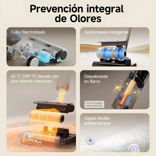 Aspiradora Fregadora Uwant D500 Seco y Húmedo Sin Cable 17000Pa 230W 30-59min