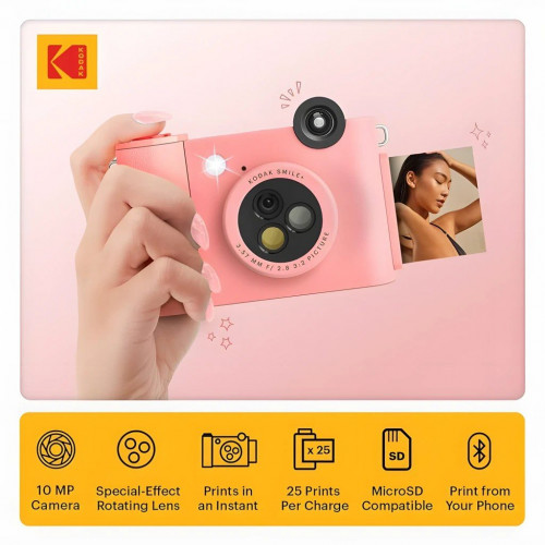 Cámara instantánea Kodak Smile+ 2x3 Zink Zero Ink 2x3 pulgadas 10MP