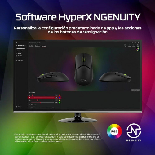Ratón Gaming HyperX Pulsefire Saga Pro Inalámbrico 26000 DPI RGB
