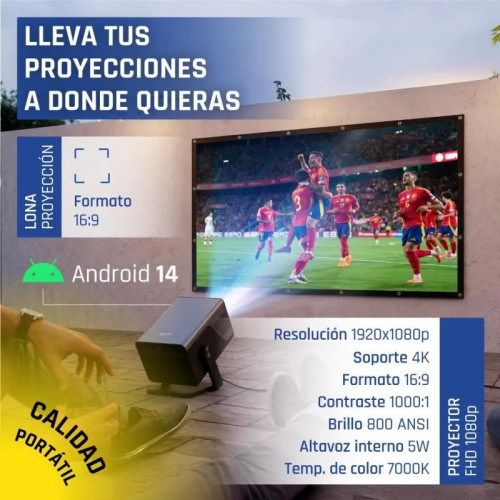 iggual Pack proyector 4K + lona proyección120
