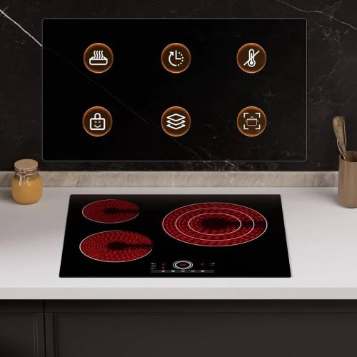 CDV Placa de vitrocerámica 3 Zonas 5700w 59cm Touch Control 9 Niveles