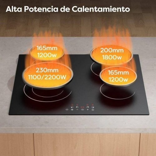 CDV Placa de Vitrocerámica 4 Zonas 59 cm 6400w Boost Control Táctil