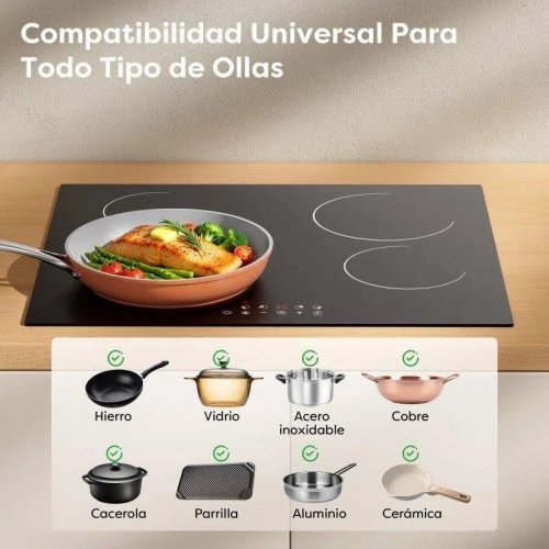 CDV Placa de Vitrocerámica 4 Zonas 59 cm 6400w Boost Control Táctil