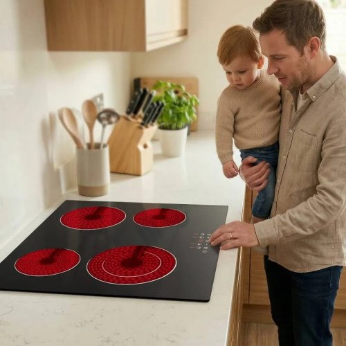 CDV Placa de Vitrocerámica 4 Zonas 59 cm 6400w Boost Control Táctil