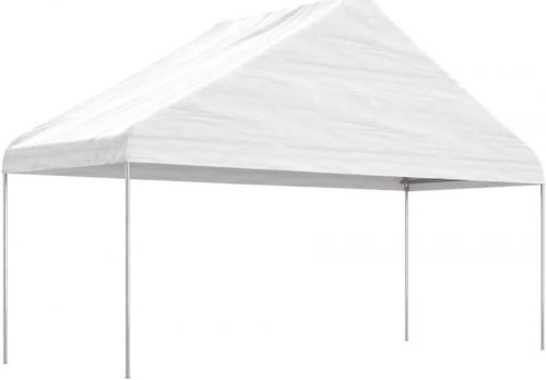 Cenador con techo polietileno Blanco 5,88x2,23x3,75 M Vidaxl