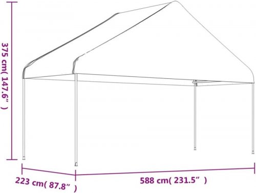 Cenador con techo polietileno Blanco 5,88x2,23x3,75 M Vidaxl